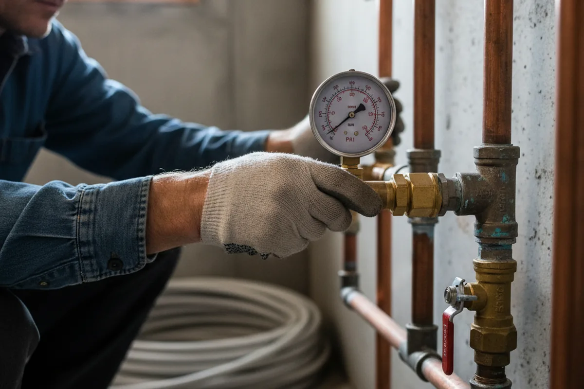 Pressure testing a repaired line during Water Line Repair in Highland Lakes